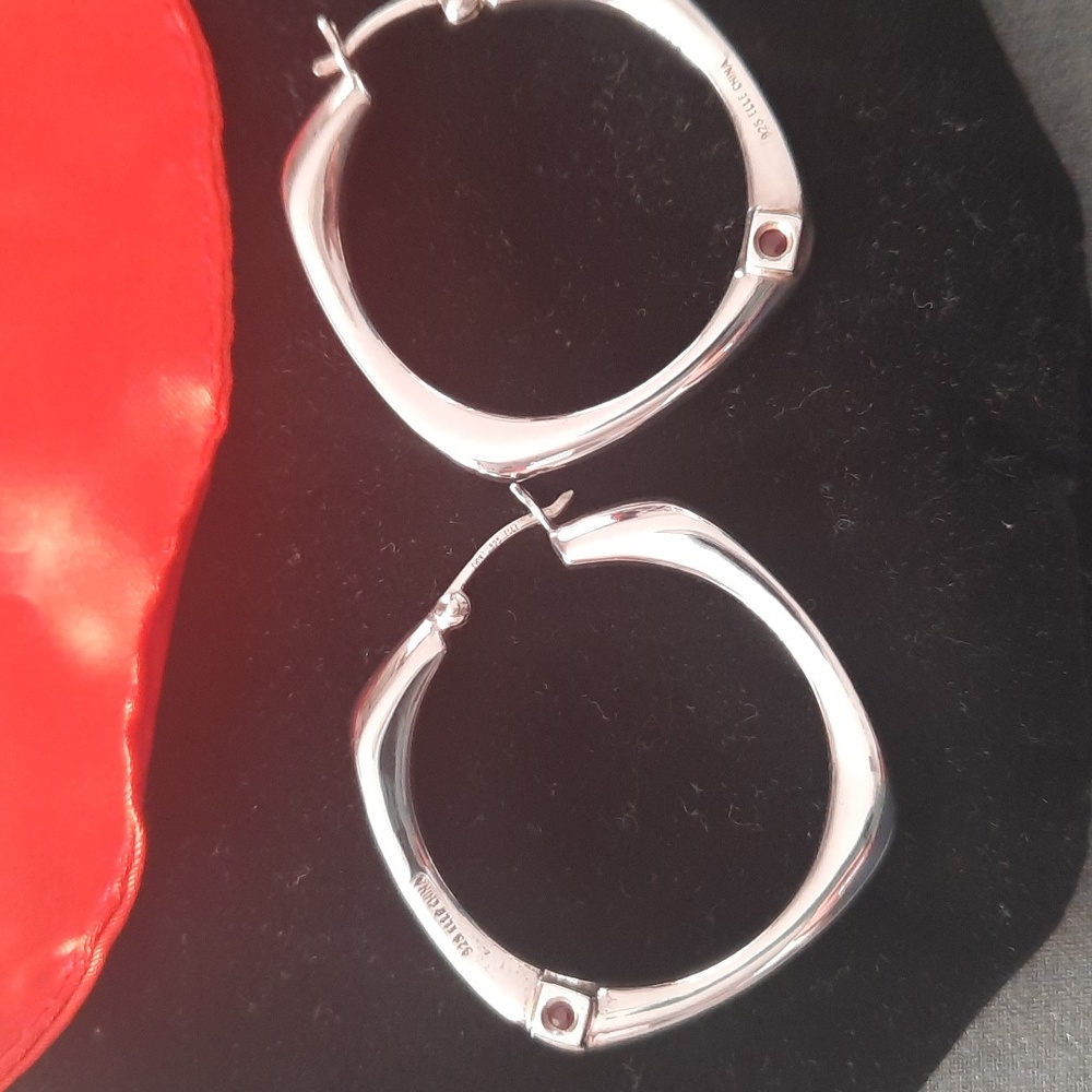 925 Hedi Klum Square Hoop Vintage Earrings. - Picture 3 of 3